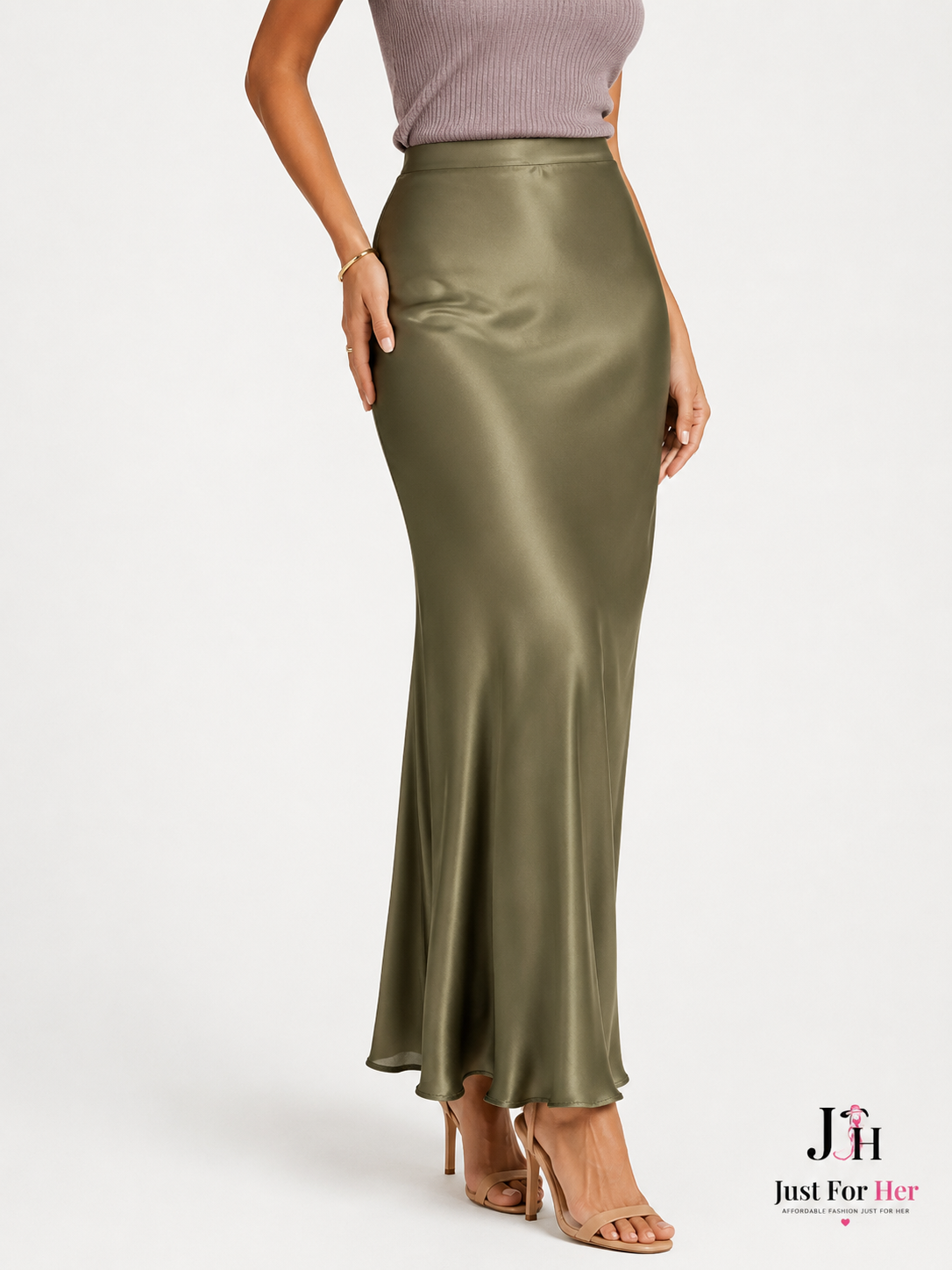 Luna Satin Midi Skirt