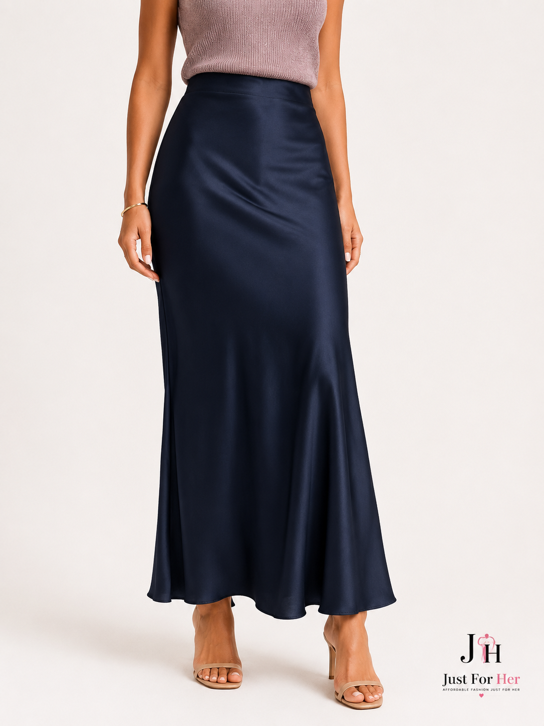 Luna Satin Midi Skirt