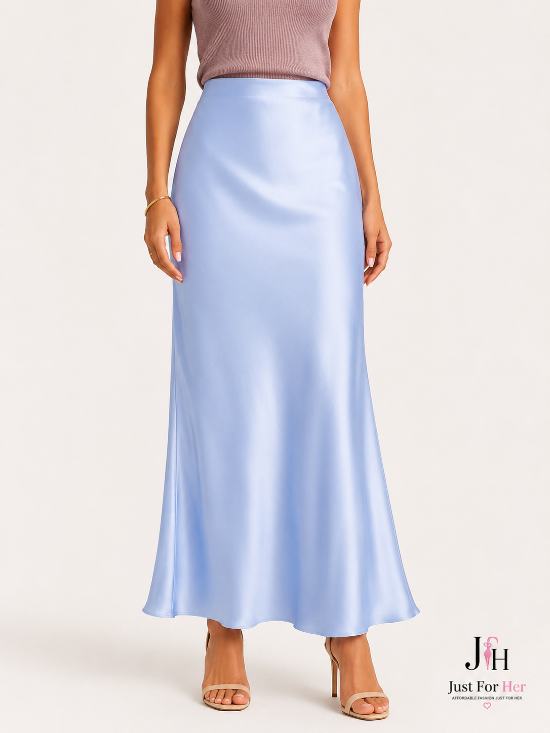 Luna Satin Midi Skirt