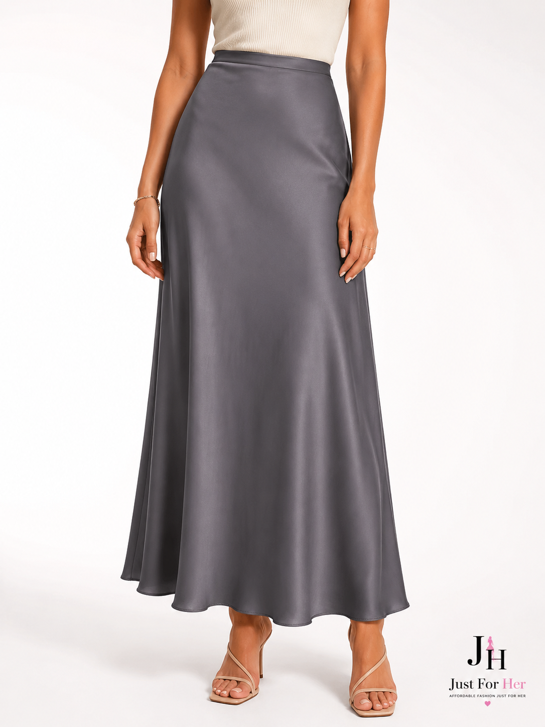 Luna Satin Midi Skirt