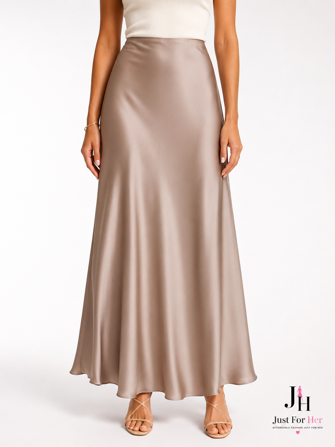 Luna Satin Midi Skirt