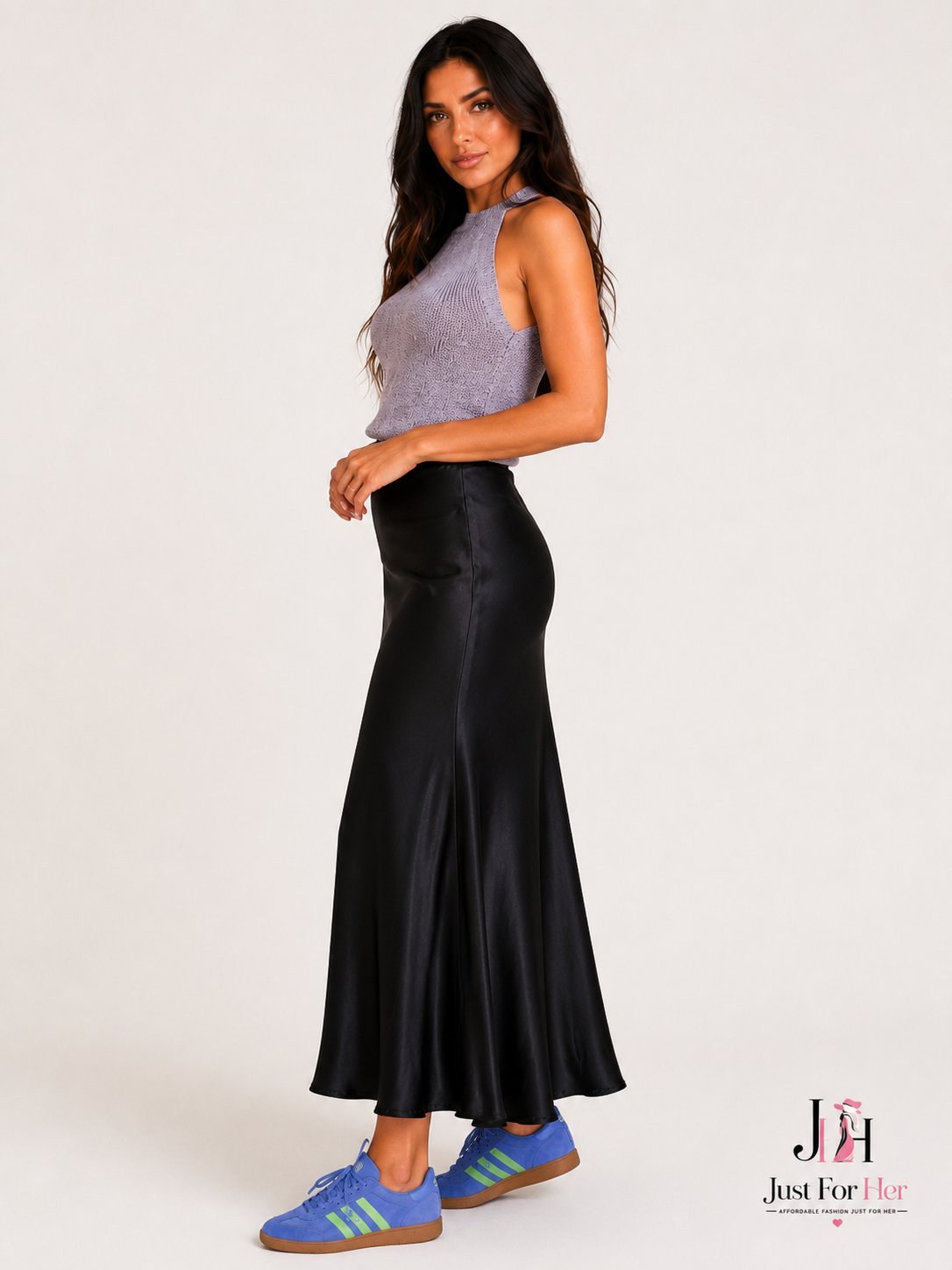 Luna Satin Midi Skirt