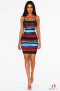 Midnight Muse Striped Backless Mini Dress